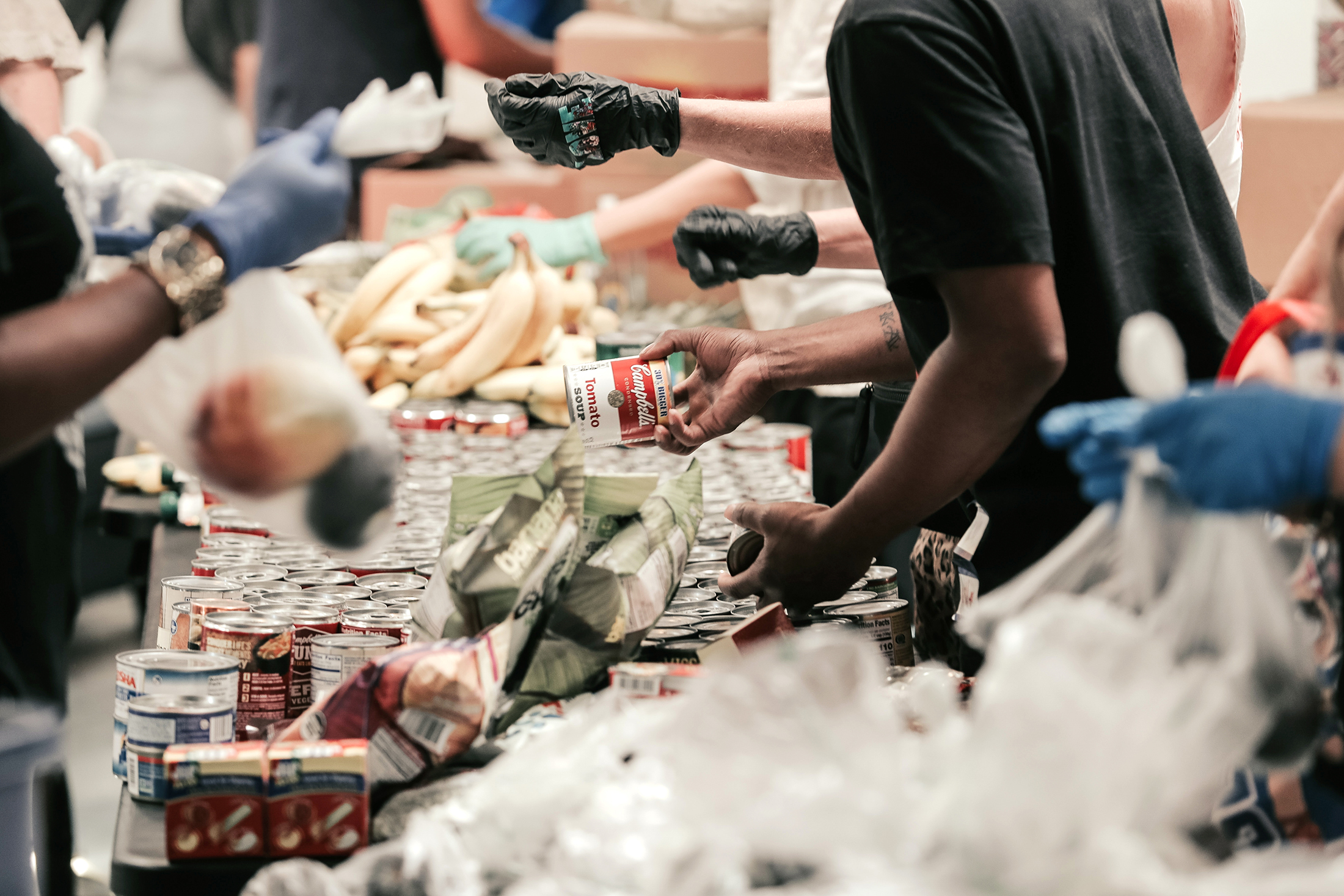 passing out food