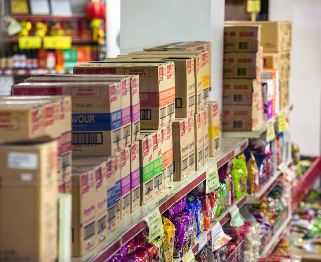 inventory on a store shelf