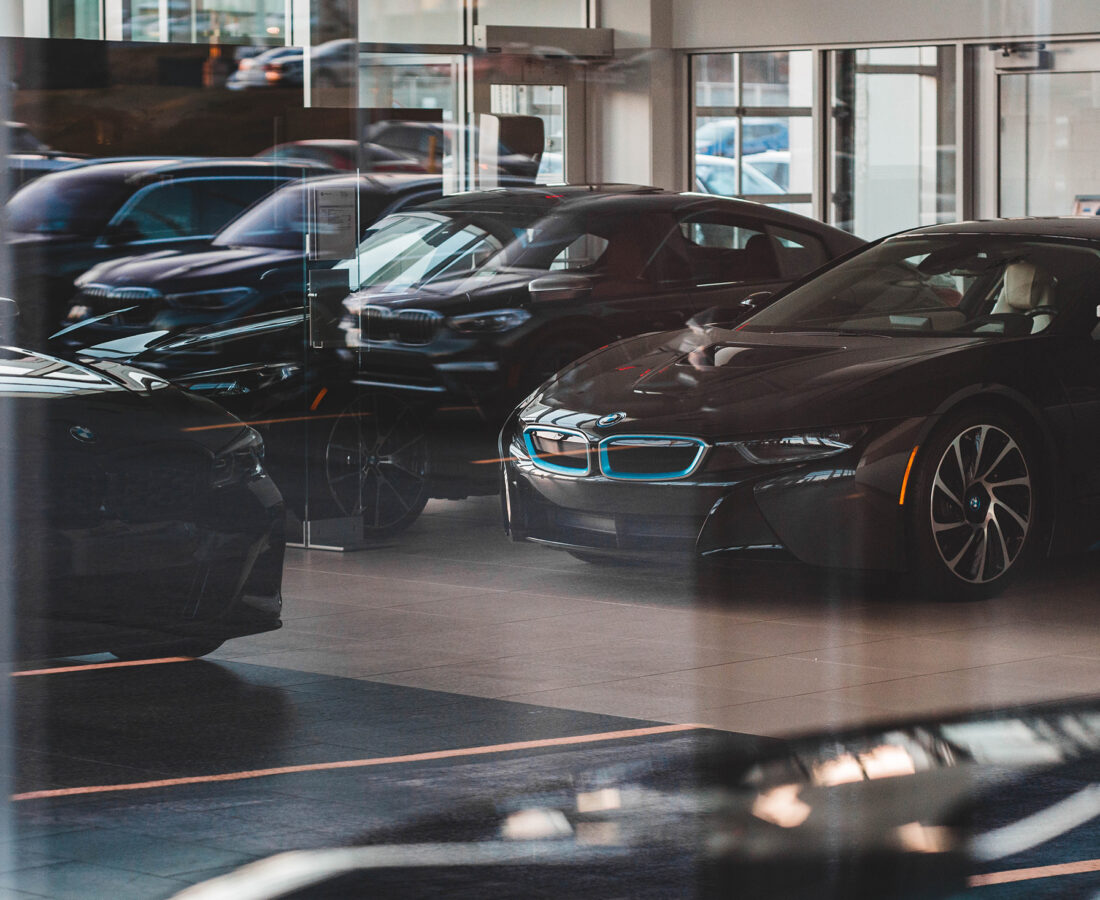 car inside a car dealership