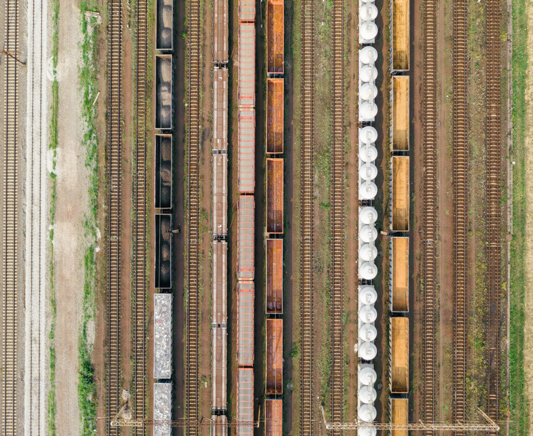 a top-down photo of a train station