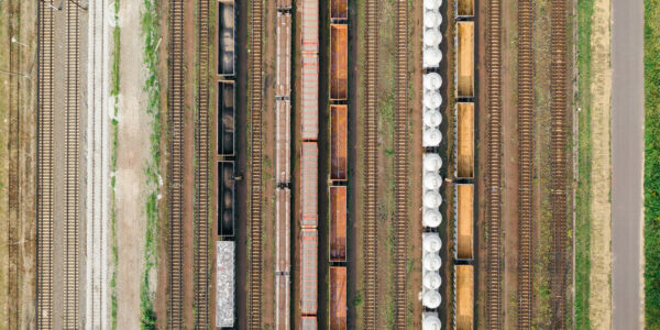 a top-down photo of a train station
