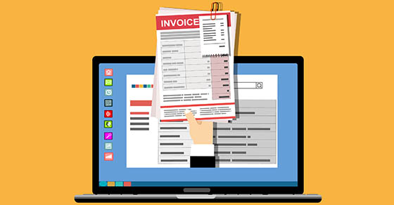 computer and invoices
