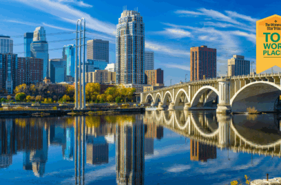 Minneapolis stone arch bridge and skyline
