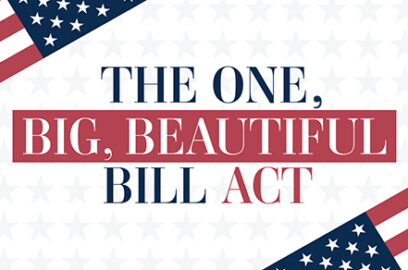 graphic with The One Big Beautiful Bill Act written and American flags in the corners