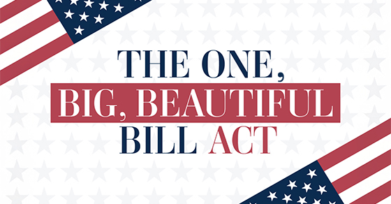 graphic with The One Big Beautiful Bill Act written and American flags in the corners