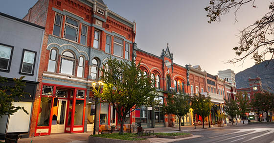 street view of downtown buildings