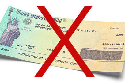 Tax Refund Check with Copy Space Cut Out on White.
