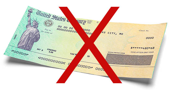 Tax Refund Check with Copy Space Cut Out on White.