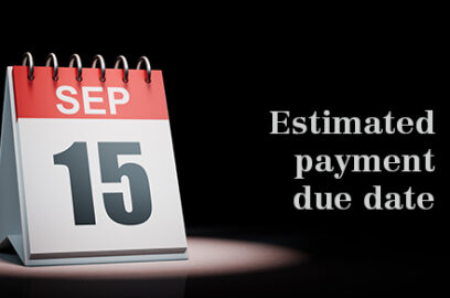 Graphic of daily calendar on Sept 15 with Estimated payment due date text next to it