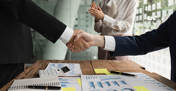 Business Handshake in Office