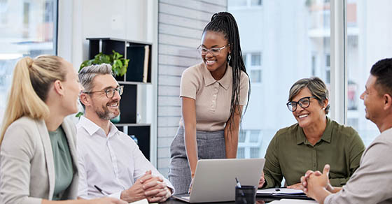 Shot of a young businesswoman giving a presentation in her office.