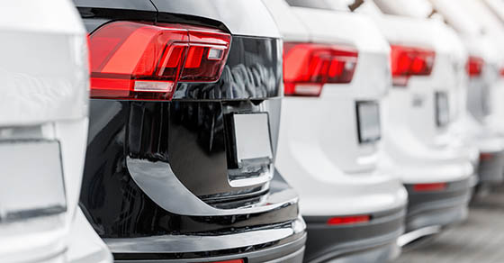 Back,View,Many,Modern,New,Suv,Cars,Fleet,Stock,At