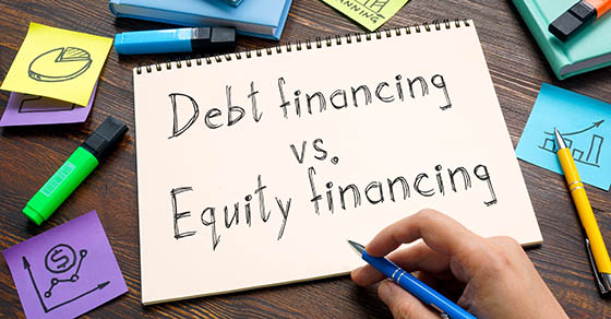 Debt,Financing,Vs.,Equity,Financing,Are,Shown,On,A,Photo