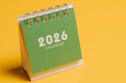 2026,Calendar,With,Green,Cover,On,Yellow,Background,For,Planning