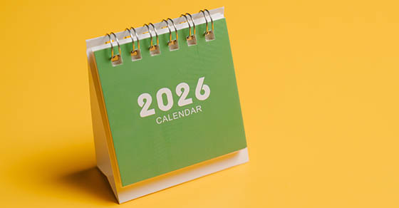 2026,Calendar,With,Green,Cover,On,Yellow,Background,For,Planning