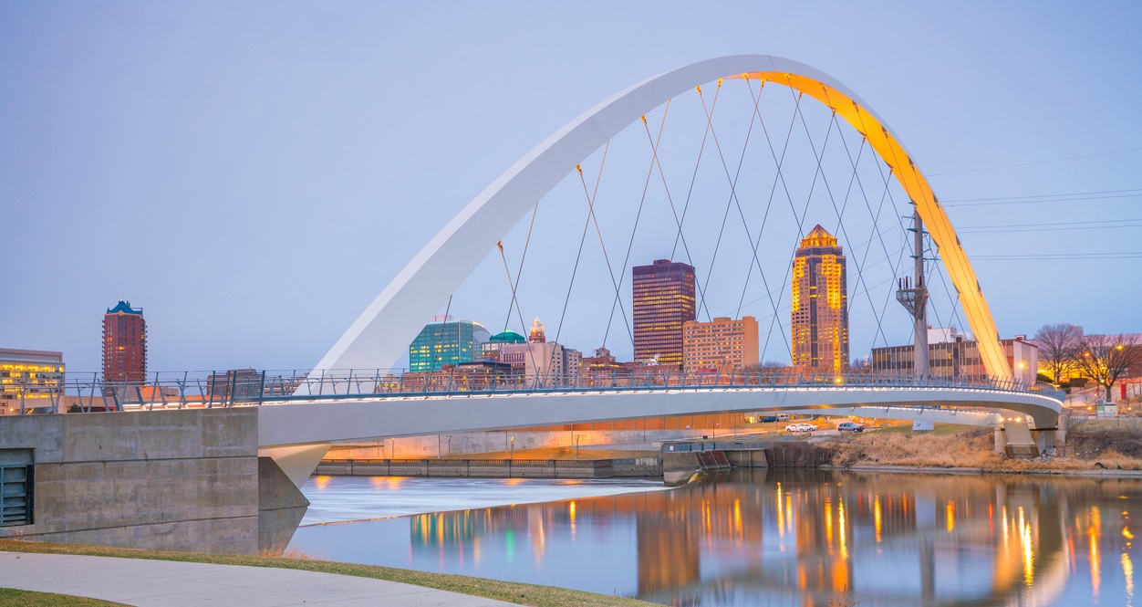 Des Moines, Iowa, River, bridge, City, Skyline