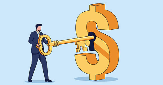 Key, dollar sign, key hole, unlock