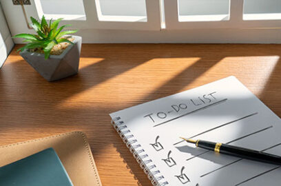 desk, note, pad, checklist, pen, check, marks