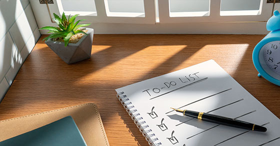 desk, note, pad, checklist, pen, check, marks