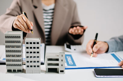 Real, Estate, Model, desk, developers, taking, notes
