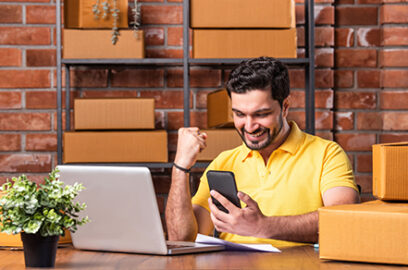 Home Office, side business, Desk, Laptop, Shipping boxes, side hustle