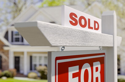 House, For Sale, Sign, sold, on curb, in front of house