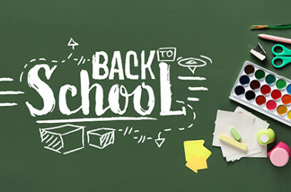 Text, Back, to, school, supplies, water color, scissors, pen, paint brush,