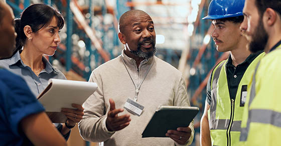 Logistics,,Team,Or,Supervisor,Planning,With,Tablet,For,Service,Delivery,