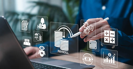 Payroll,Management,Automation,Concept,,Businesswoman,Using,Software,For,Salary,Payment,
